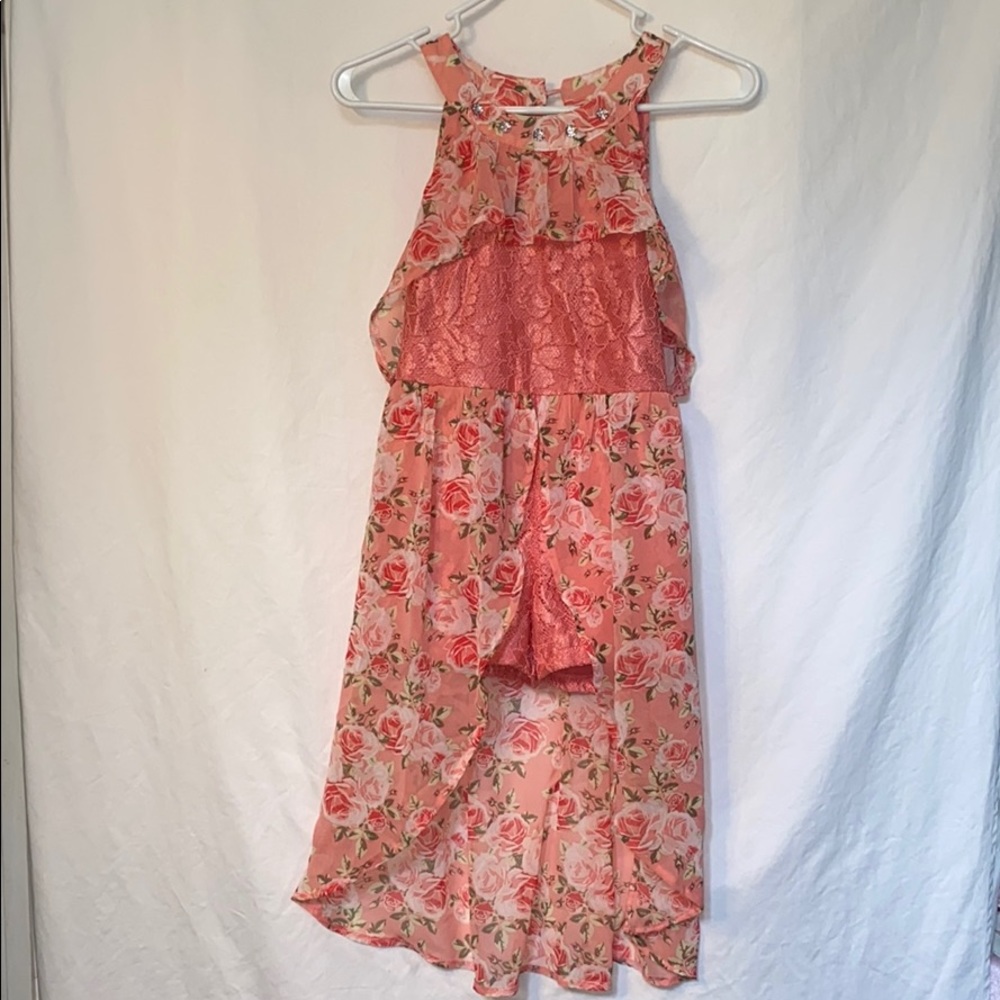 Girls Floral Maxi Dress with Shorts, Sz 10/12